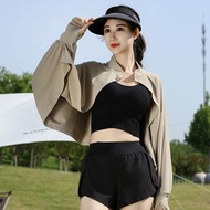 冰絲防曬衣女/夏季戶外騎車運動開車手臂遮陽/連身袖套/防曬手袖/防曬披肩/防紫外光透氣冰絲保護皮膚防曬衣