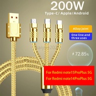 KY62 200W 6A Super Fast Charging Cable 3 In 1 kirsite Braided Data Cable  Charger Cord For Redmi not