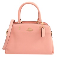 COACH 91146 Mini Lillie 經典LOGO防刮手提兩用三層包.粉