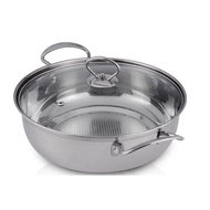 28/30/32cm Double Handle Induction Cooking Hot Pot S/Steel Steamboat Pot With Glass Lids