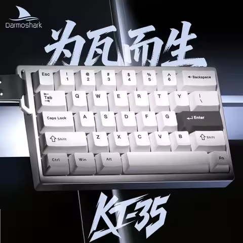 New Darmoshark KT35 Magnetic Switch Wired Gaming Keyboard 35% Percent Layout CNC Aluminum Case 8K Po