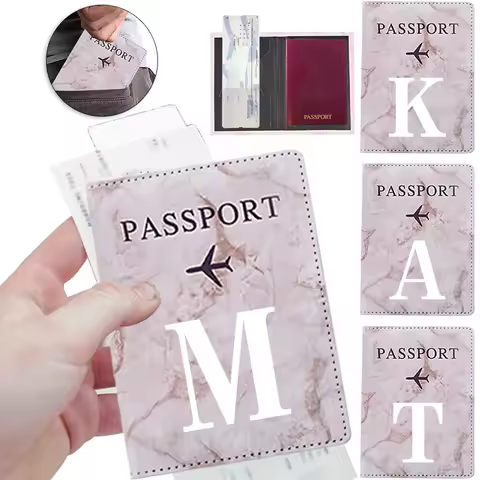 White Letter Passport Cover Credit Card Passport Holder Women PU Leather Business Storage Pouch for 
