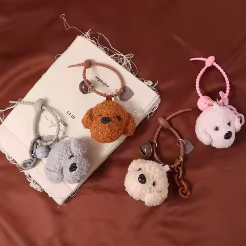 Couple Gift Stuffed Animals Dog Keychain Pet Lovers Couples Matching Dog Key Rings Kawaii Poodle Dog