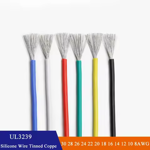 2M/5M UL3239 Silicone Wire Tinned Copper 30 28 26 24 22 20 18 16 14 12 10 8 AWG 3KV DIY LED Speaker 