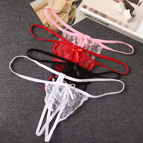 Fashion Lace Open Thongs G-string Panties Knickers Lingerie Underwear Lace Open Micro Bandage Thongs