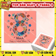 Congratulations Stamp International Women's Day March 8 Stamp March 8 Square Flower Number 8 Decorat