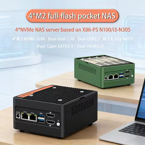 Topton 6-Bay Micro NAS Server Intel i3 N305 N150 N100 Firewall Mini PC 4xM.2 NVMe 2xSATA3.0 DDR5 2x2