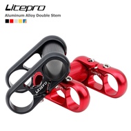 Litepro New Aluminum Alloy Double Stem 25.4MM Full Hollow Ultralight 412 SP8 Modified Bike Parts For Folding Bike