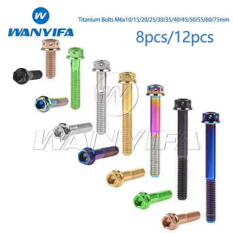 Wanyifa Titanium Bolt M6x10/15/20/25/30/35/40/45/50/55/60/75mm Flange Allen key Head Screws for Moto