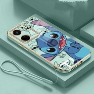 Xiaomi 13T Pro 13T 12T Pro xiaomi11T Pro Happy Stitch Case Glossy Phone Casing Cartoon Design Square Edge Soft Back Cover