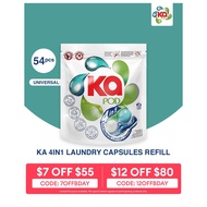 Ka 4in1 AntiBacterial Laundry Capsules Refill Pack 54 Pods - Universal