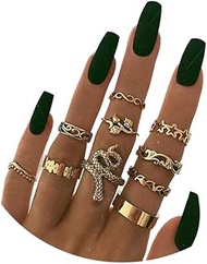 9-11 Pcs Gold Knuckle Stacking Rings Set Snake Rings Set for Women Girls Boho Retro Stackable Joint
