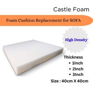 High Density Sofa Seat Foam Cushion Sheet Replacement Upholstery Pad 40x40cm 1Inch/2Inch/3Inch