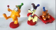 (不在港) 懷舊玩具: 加菲貓 Garfield & Odie & Pooky  80年代 公仔 硬膠公仔 聖誕公仔1組3個 SET .Garfield Odie Pooky Bear Party F
