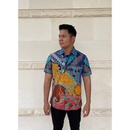 Pradawita Batik Regular Fit Srimaya 7C (Yellow Orangebiru) - Short Sleeves