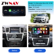 ZWNAV Linux Touch Screen 12.3 inch Wireless CarPlay For Mercedes Benz ML W166 GL X166 2012-2015 Andr
