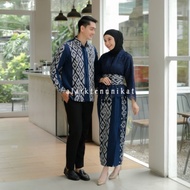 COUPLE TENUN PASANGAN KEBAYA HANA BLUE NAVY - KEBAYA WISUDA - KEBAYA KONDANGAN - KEBAYA LAMARAN - KE