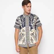 KEMEJA PRIA For Sale Short Sleeve Men Batik Shirt / Couple Batik Uniform Shirt - 113 HT - Quality Standard Blue