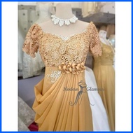 ▪ ☼ ✙ MATTEGOLD COLOR MOTHER DRESS FOR WEDDING, FORMAL EVENTS GOWN, NINANG GOWN