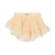 Patcha.co - Ruffle Skirt with Lace Trim in Pistachio and Honey Color กระโปรงทรง Ruffle มีซับใน - PCC