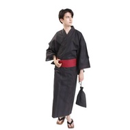 日本 和服 男 綿 浴衣 腰封 2 件 套組 L Z35-b3 yukata