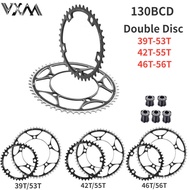 VXM Bicycle Double Chainring 130Bcd 39T 53T 42T 55T 46T 56T Road Bike Crankset Riding Disc Aluminum