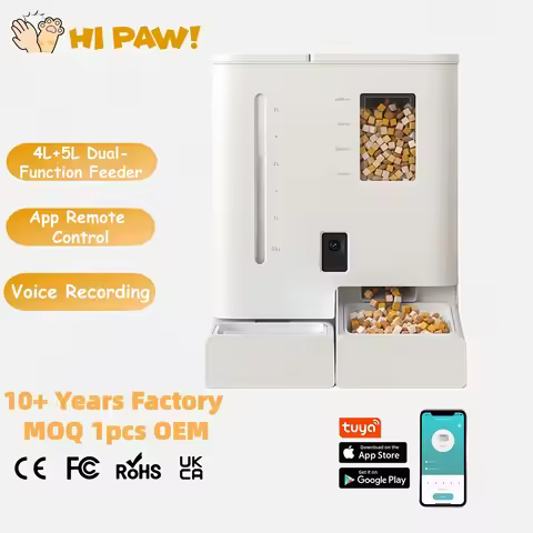 2-in-1 Portable Automatic Pet Feeder 5L Feeder + 4L Water Dispenser HD Camera Smart Pet Feeder APP R