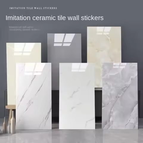 10x Self-adhesive Marble Tiles Sticker Waterproof 30cmx60cm Tiles Floor Stickers PVC Tile Kitchen Ba