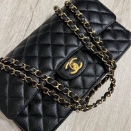 Chanel cf25經典款 黑金荔枝皮25公分