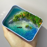 Iron Box Model DIY Material Package Making Island Reef Ocean Whale Handmade Miniature Landscape
