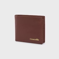 【Crocodile】鱷魚皮件 男生皮夾 植鞣皮夾 8卡 零錢包皮夾 Naturale 5系列-0103-11004 咖啡色