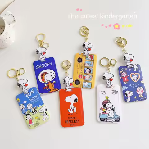 Cartoon Animation Snoopy Student Bus Access Control Subway Card Anti-lost Card Sleeve School Bag Pen