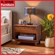 🔥SL 100% SOLID WOOD Nightstand / Side Table with Drawer / Bedside Table / Meja tepi katil / Side Tab