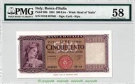 【PMG評級幣】意大利500裡拉紙幣 1961年版 P-80b PMG評級58#硬幣#紙幣#世界錢幣