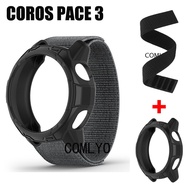 For Coros Pace 3 Case TPU soft Cover Protector shell Bumper Pace3 Strap Nylon Loop Sports Band Belt