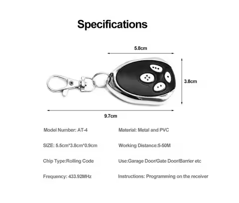 Alutech At 4 Ar 1 500 An Motors Asg1000 Remote AR-1-500 Gate Remote Control Barrier Keychain 433MHz 