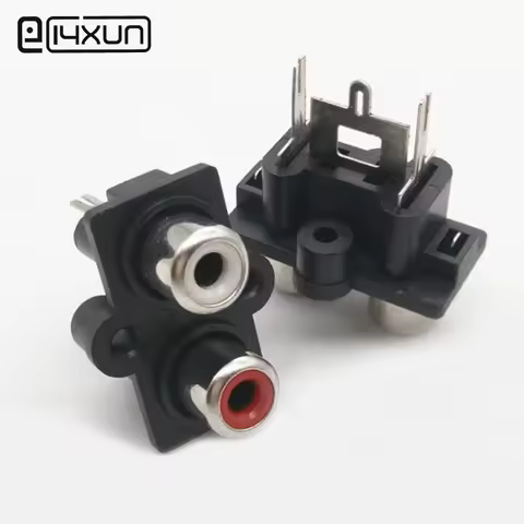 2/5/10pcs 2Pole RCA Female Audio Video Plug jack red + white input AV Socket Connector with 180 Degr