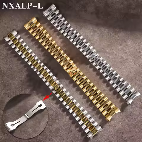 20mm Solid Stainless Steel Watch Strap for Rolex Water Ghost for Oyster Perpetual Men's Curved End M