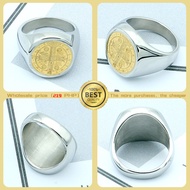 Stainless steel ST benedict ring Roman Catholic Church reflective ring wholesale jewelry Cincin Lela