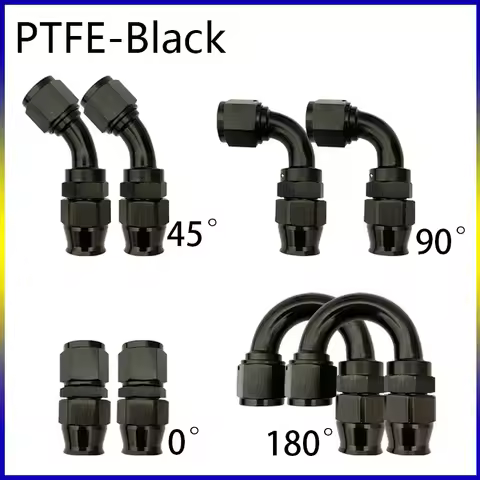 2Pcs For PTFE Oil Fuel Line Hose End Fitting AN4 AN6 AN8 AN10 AN12 Straight 0° 45° 90° 180° Reusable