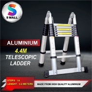 SMALL 2.2M x 2.2M Aluminium Telescopic Pole Ladder Multi-Purpose Extendable Folding Ladder With 14 S
