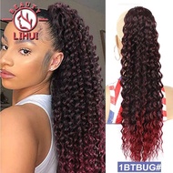 M65ptxzkaac Curly Extensions Clip in Synthetic Drawstring Ponytail Wig Long Water Wave Afro Pony Tai