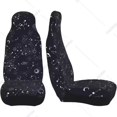 Car Seat Covers 2pc Front Seat Protector Cover Moon Space Planet Stars Galaxy Universe Overall Surro
