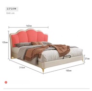 HOMIE LIFE เตียงนอนหรูหรา leather ฐานเตียง 6 ฟุต เตียงติดพื้น เตียงมินิมอล H23 1.5M(1500mm*2000mm) One