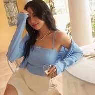 Air Space 淺藍色針織吊帶衫及外套套裝