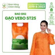Gạo VEBO ST25 APG ECO Dẻo Mềm Thơm Lá dứa và cốm non Cơm nguội vẫn mềm dẻo Quy cách túi 5Kg