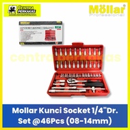 MOLLAR Socket Wrench Set 46 Pcs 1/ 4 Inch (8-14mm) Multipurpose Workshop Wrench Original Box Set