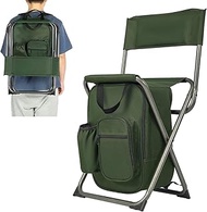 PORTAL Backpack Cooler Chair Fishing Chairs with Backrest Folding Camping Stool Compact for Outdoors