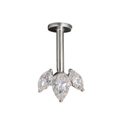 Attic Piercing] Crown 3 stone Titanium Dangling for vertical helix