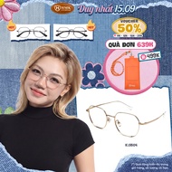 HMK Eyewear Eyeglass Frames Polygonal Shape Titanium Plated Metal Unisex Trendy Fashion - KL5504